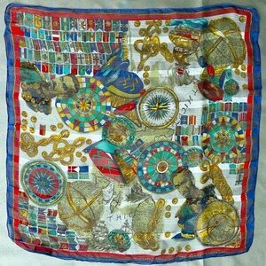 Vintage Liz Sinclair Square Sheer Scarf 100% Rayon Emperors Conquerors 31x31”